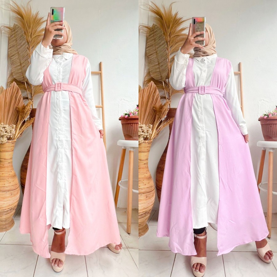 Gamis murah katun terbaru 2022 buat kondangan Baju Gamis Rompi Wanita Polos Shakila Gamis Kancing Wa