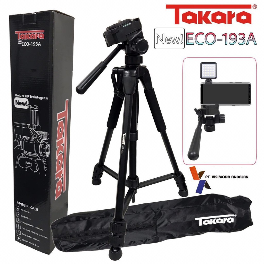 Jual TRIPOD TAKARA ECO 193 A NEW WITH PHONE HOLDER Indonesia|Shopee ...