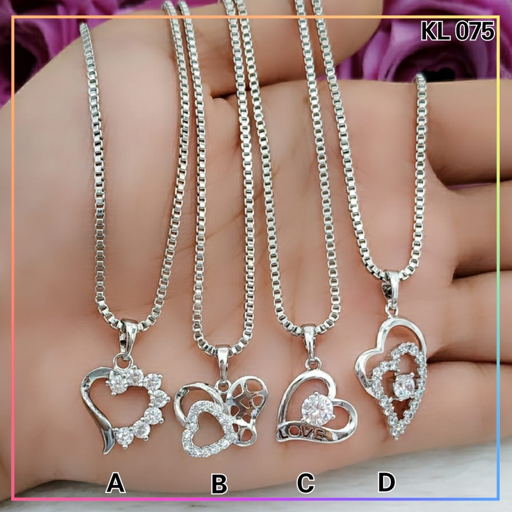 Kalung xuping kalung dewasa silver satu set liontin love permata zircon perhiasan kalung wanita lapis emas gold KL 075