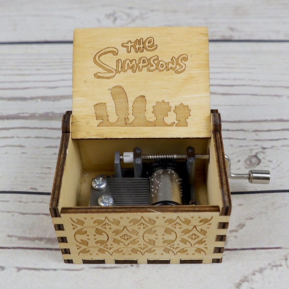 

Kotak Musik Antik Wooden Music Box The Simpsons Engraving