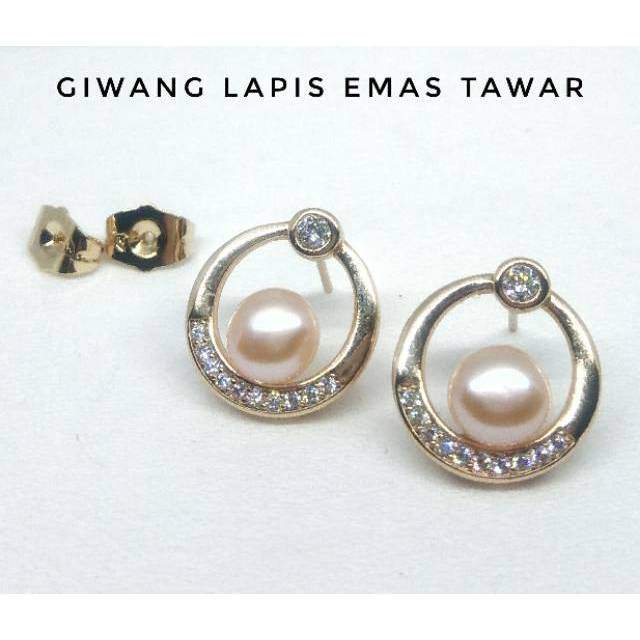 Anting Lapis Emas Mutiara Lombok Mewah