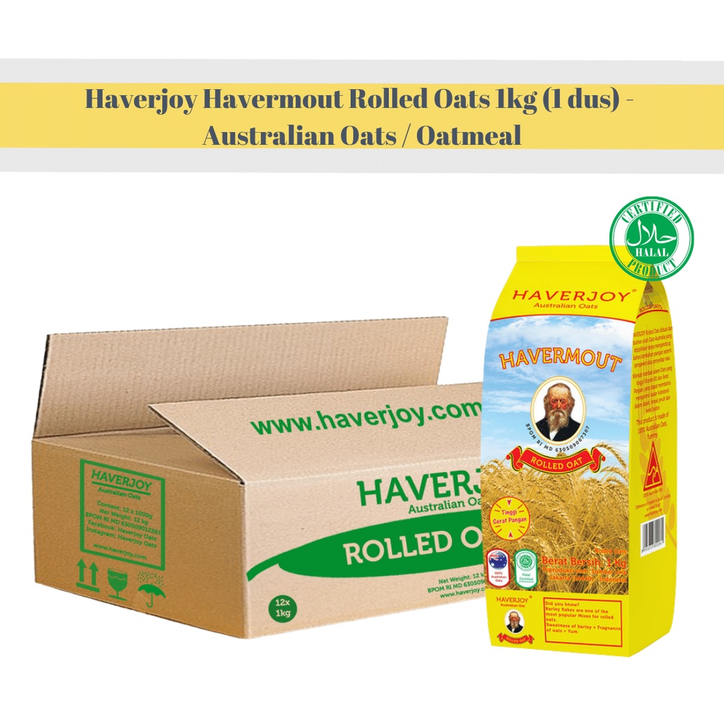 

Haverjoy Havermout Rolled Oats 1kg (1 dus) - Australian Oats