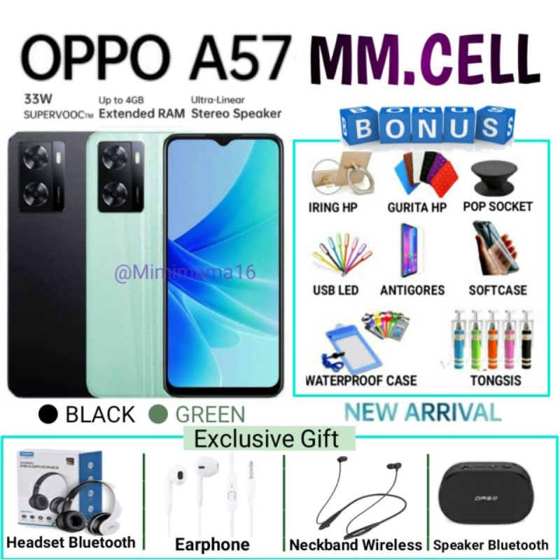 OPPO A57 2022 RAM 4/128 | A57 4/64 GARANSI RESMI OPPO INDONESIA