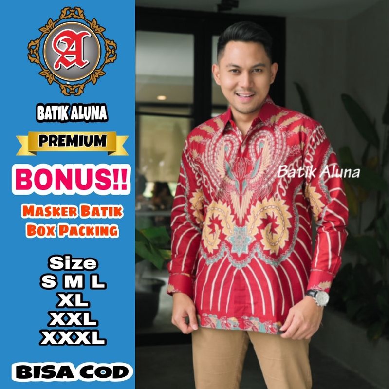 Baju Batik Pria Premium Lengan Panjang Full Furing Batik Solo Pekalongan Batik Reguler Batik Aluna P