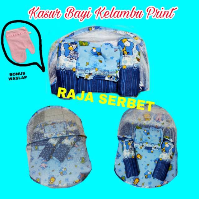 Kasur bayi kelambu Full set motif (BONUS WASLAP JARI )