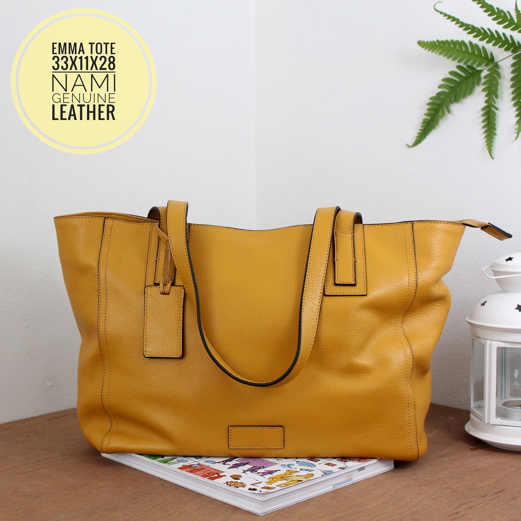 Tas Kulit Wanita Asli (Emma Tote) Motif Jeruk & Pull Up