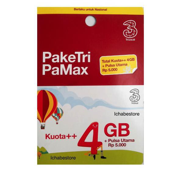 Best Seller Tri Voucher Fisik Kuota Pamax 4GB + 5rb Murah