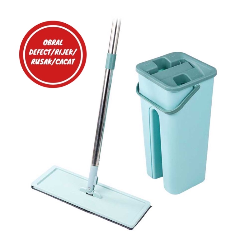 [OBRAL RIJEK] Alat Pel Set Automatic Magic Mop Flat Microfiber with Bucket HSD10