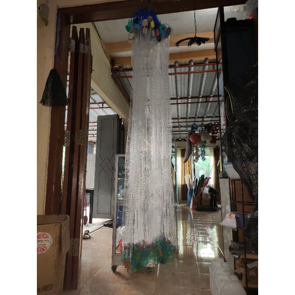 jaring ikan siap pakai 3 lapis tinggi 1,3m senar dalam 015 1 3/4 inchi senar luar 025 5inchi