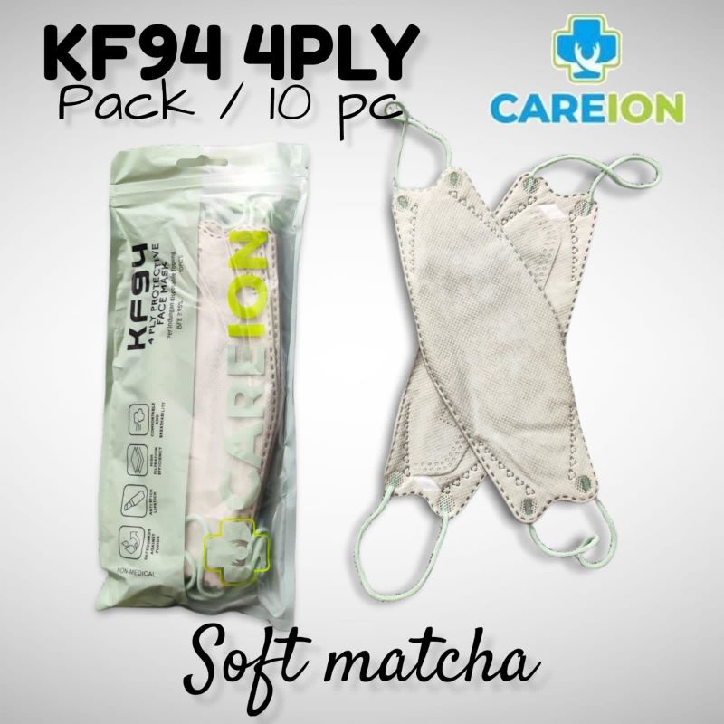 READY MASKER KF KF94 CAREION CARE ION SOFT MATCHA ISI 10 LBR PER PACK