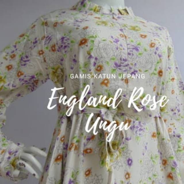 Gamis Katun Jepang Ori Cantik Motif Bunga Kecil England Rose Size L