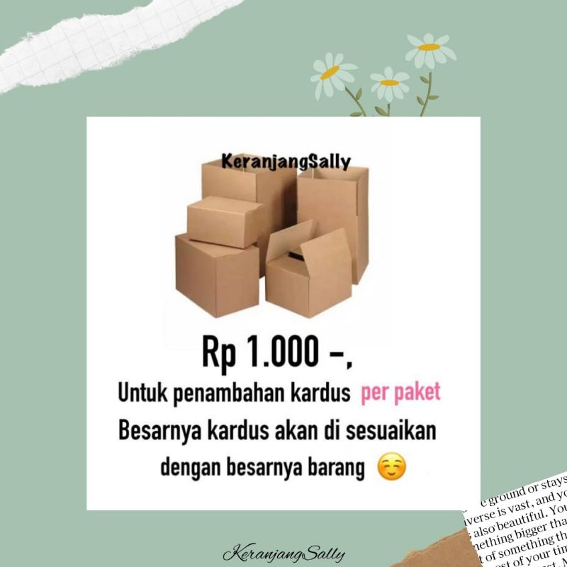

Tambahan Packing Kardus / Karton / Bubble Wrap / Bubblewrap