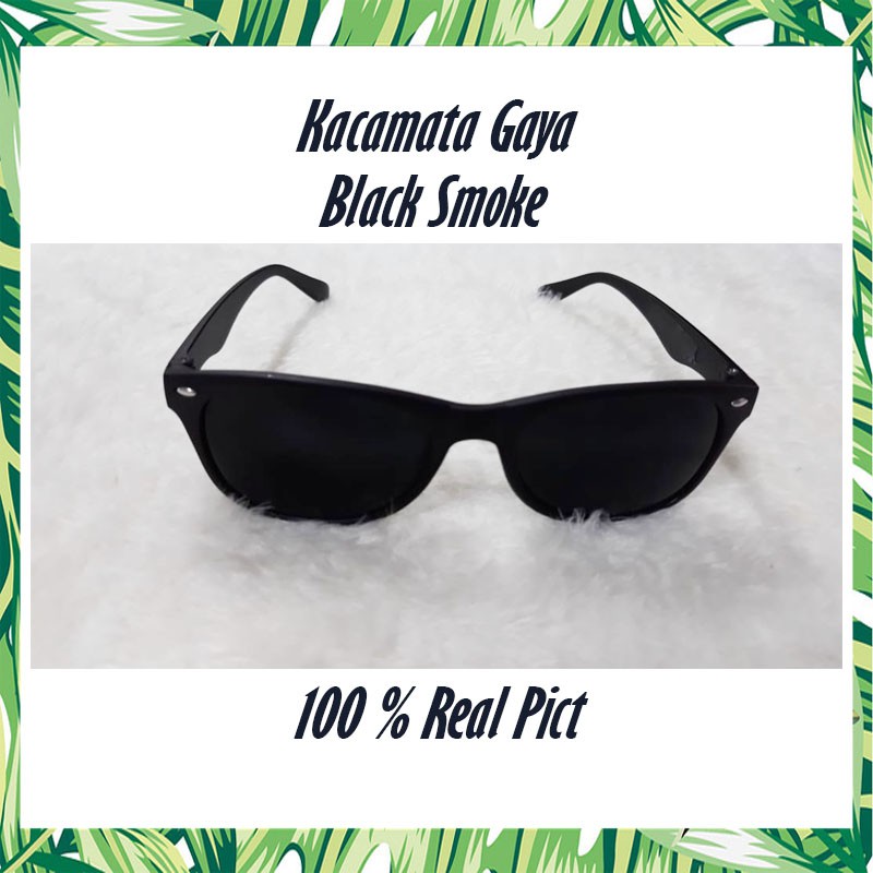 Kacamata Normal-Kacamata unisex gaya sunglass keren cewek cowok vintage/Black Smoke/nastushaa