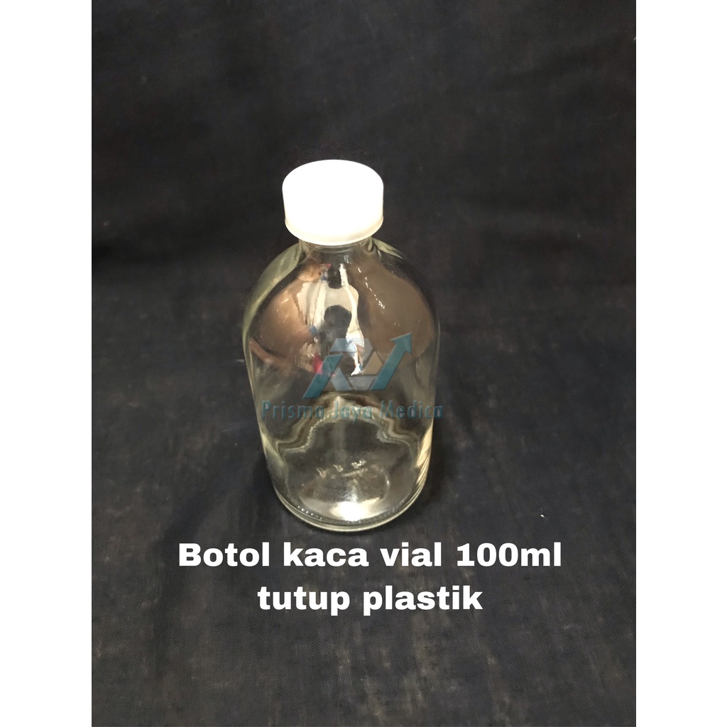 Botol Kaca Vial Transparan 100ml Tutup Plastik