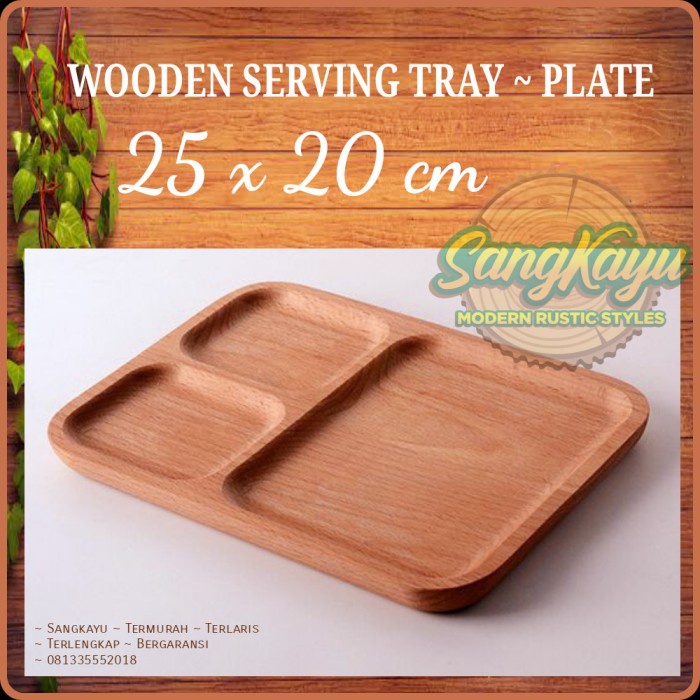 Nampan kayu jati mahoni Wood serving tray kayu piring nampan saji 2 - Kayu mahoni