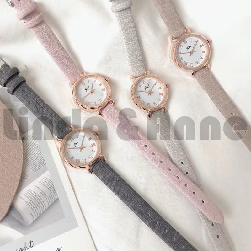 Jam Tangan Harajuku Wanita Kecil Analog Quartz Romawi Fashion Wanita Import