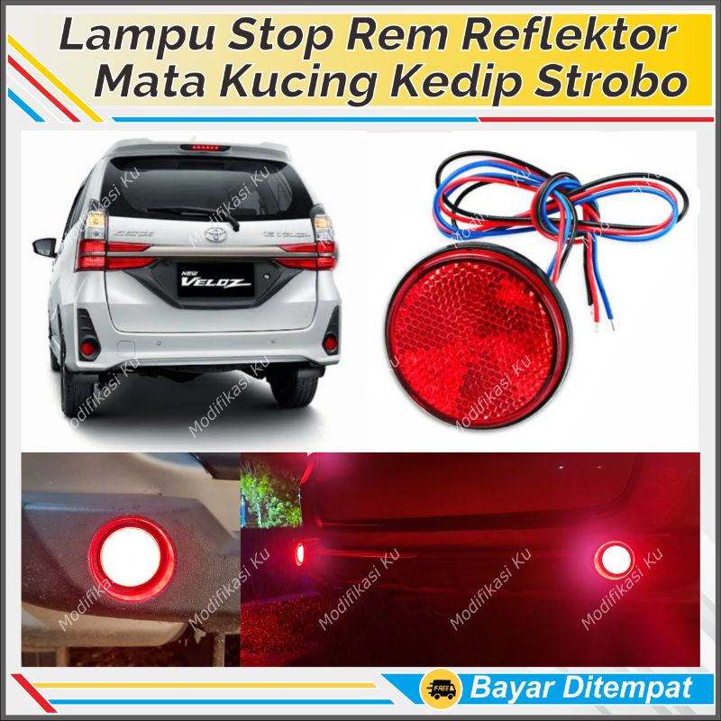 LAMPU MOBIL MOTOR LED REFLRKTOR MATA KUCING 2 MODE BULAT