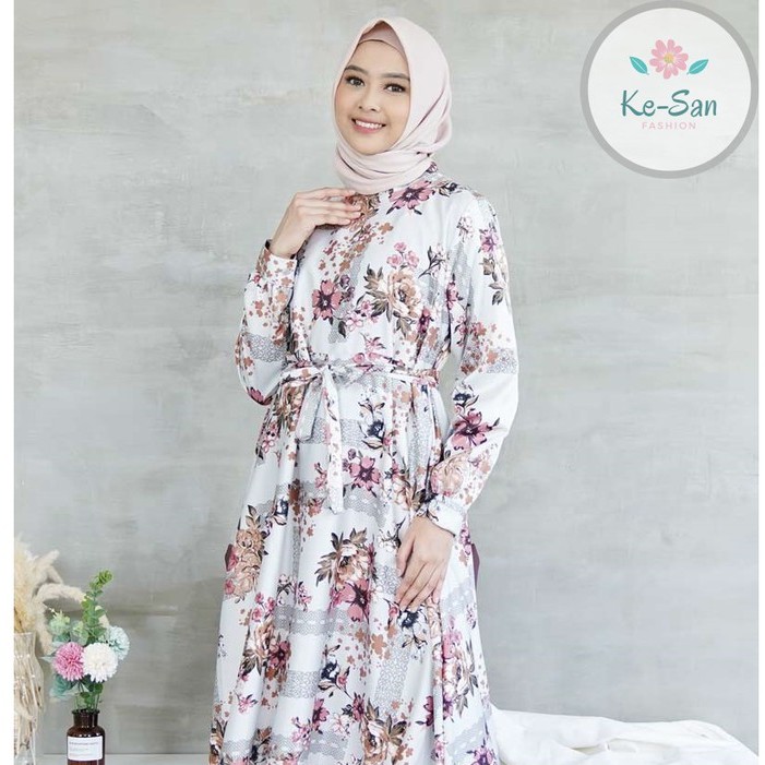 Gamis Dress fashion wanita muslimah  Kekinian White/Putih