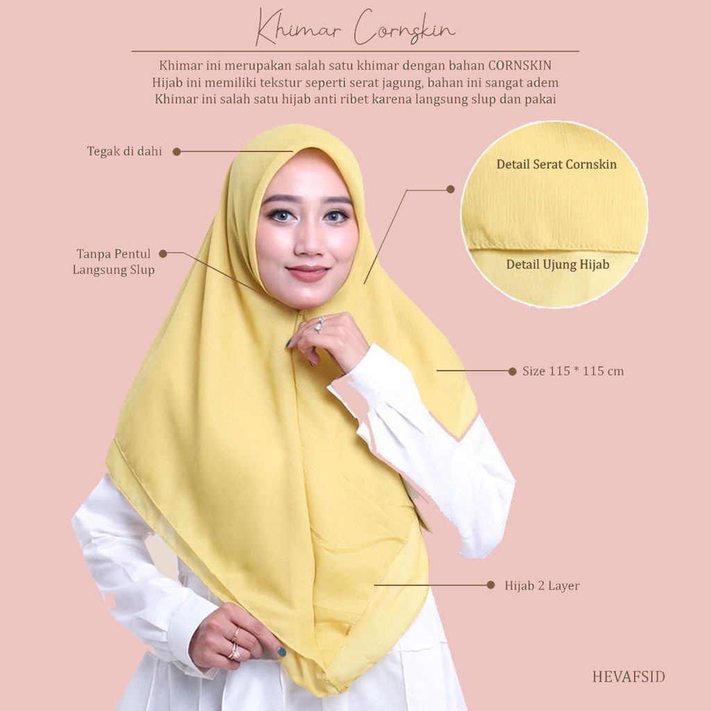 Jilbab Khimar 2 layer cornskin