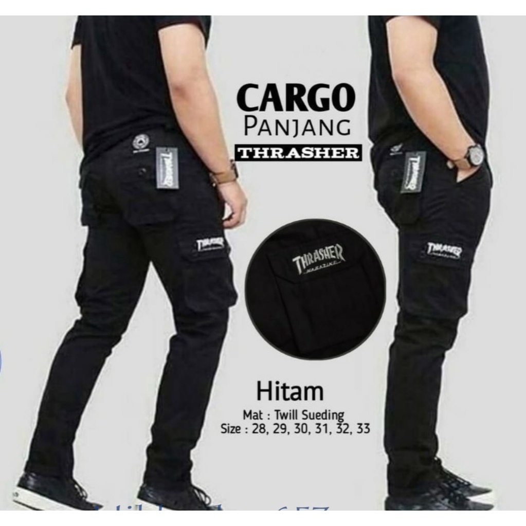 celana panjang cargo pria thraser bahan katun ukuran dewasa