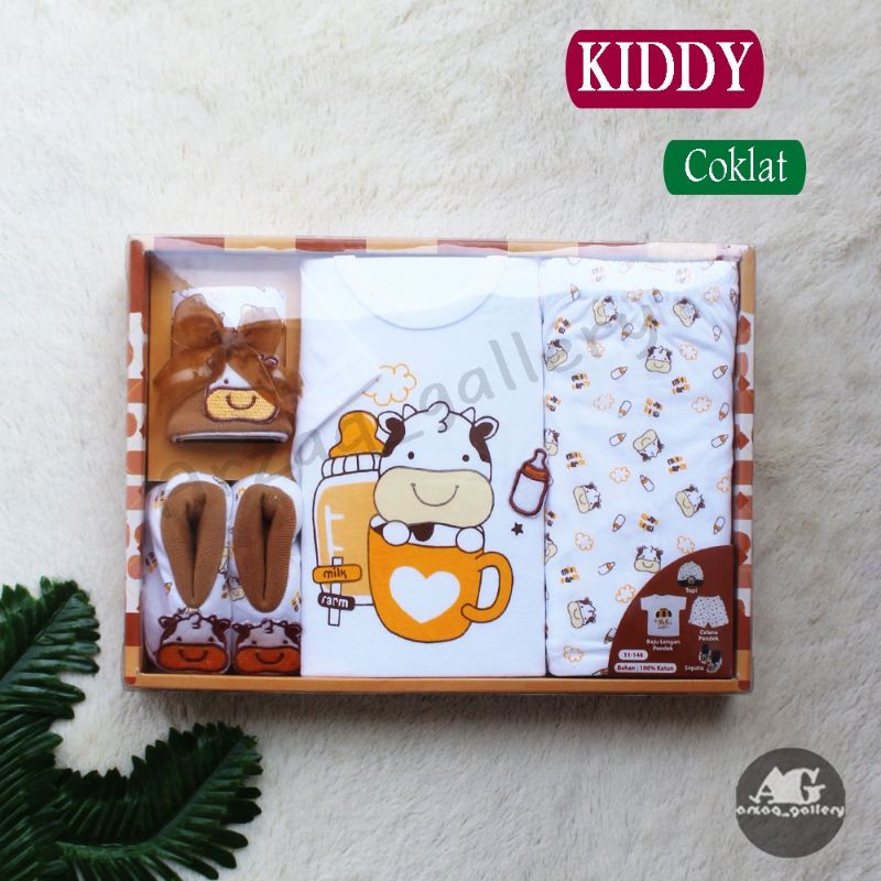 KIDDY-BABY SET KIDDY COKLAT/KADO BAYI LENGKAP/KADO PERLENGKAPAN BAYI/PAKAIAN BAYI SATU SET