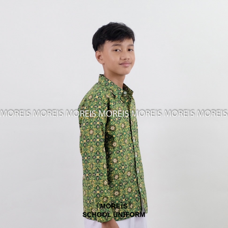 Seragam Baju Batik Panjang SD/MI/TK/PAUD JM Hijau 005