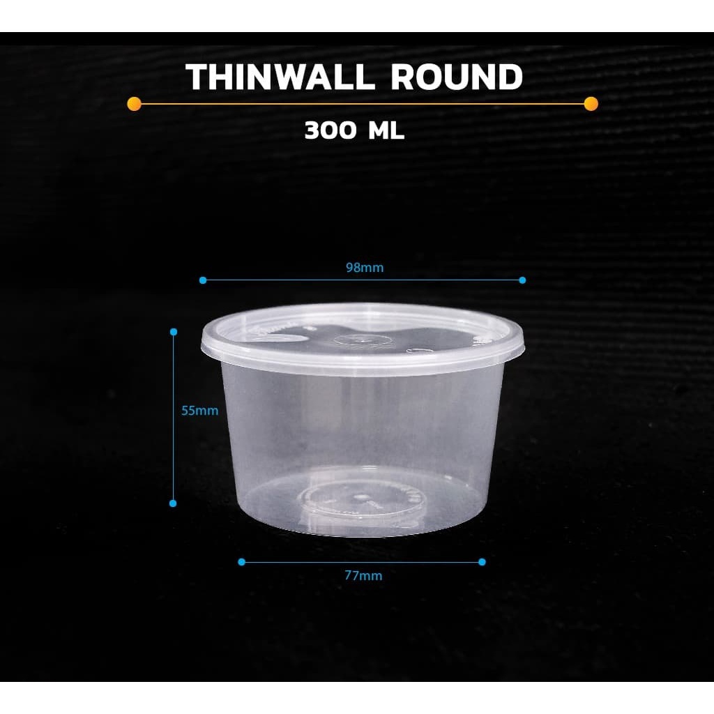 

Thinwall Round 300ml + TUTUP isi 25 pcs / Mangkok Bulat Plastik Murah