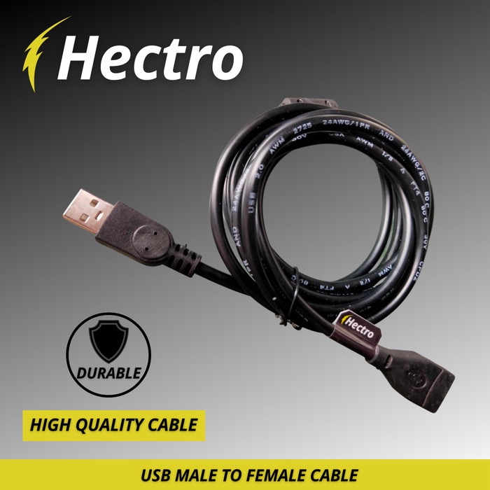 HECTRO KABEL USB MALE FEMALE HITAM / PERPANJANGAN USB / USB EXTENDER