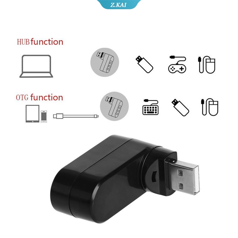 Hub 3 Port USB 2.0 Universal Mini Bisa Diputar Untuk Laptop