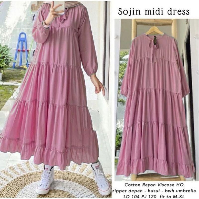 gamis panjang peremium//gamis midi rayon peremium//baju wanita