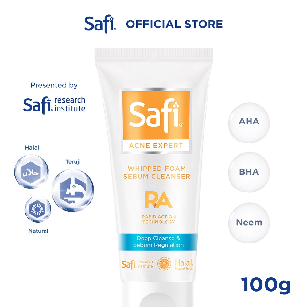 Safi Acne Expert Whipped Foam Sebum Cleanser Face Wash 100gr Sabun Cuci Muka Wajah Jerawat