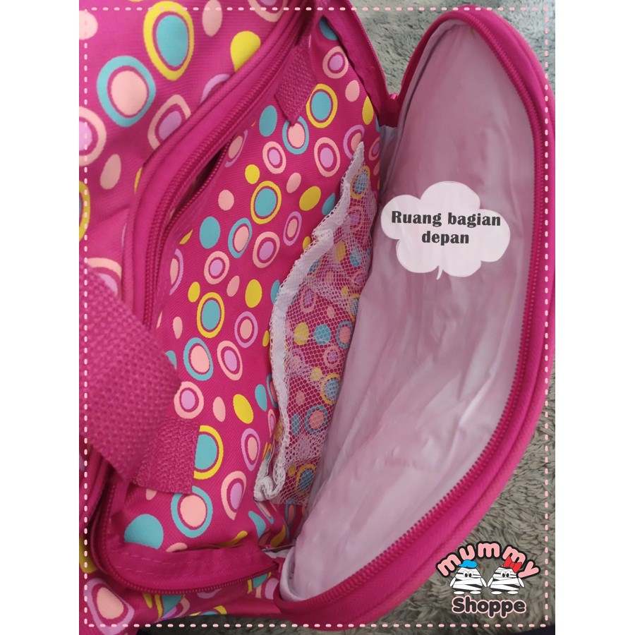 Tas perlengkapan anak bayi / diaper bag Polkadot Animal Fuschia