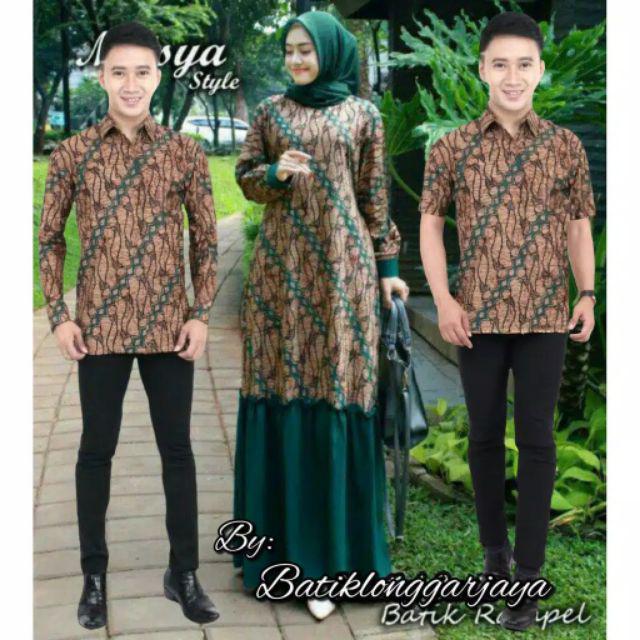 Murah Batik Couple Kemeja Pria Wanita Gamis Batik Maisya Pekalongan