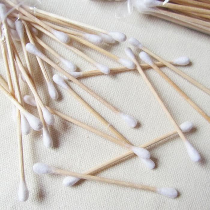 Wooden Cotton Bud Korekan kuping KAYU KUAT (100pc) - Pembersih Telinga