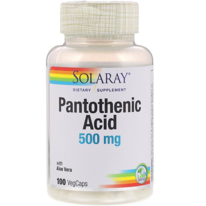 Solaray Pantothenic Acid 500mg 100 Veg Caps Jaga Sistim Metabolisme Imunitas Tubuh ORI USA