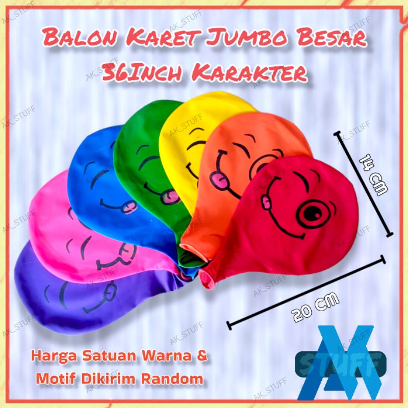 Balon Jumbo Besar 36Inch Inci Motif Satuan 1PCS Warna Cerah Mainan Anak Keperluan Pesta Mainan Anak 