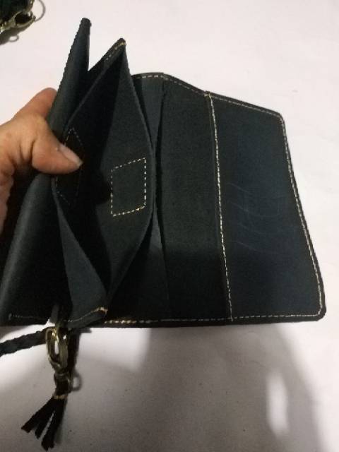 Dompet panjang kulit asli harley davidson mate black biker gear