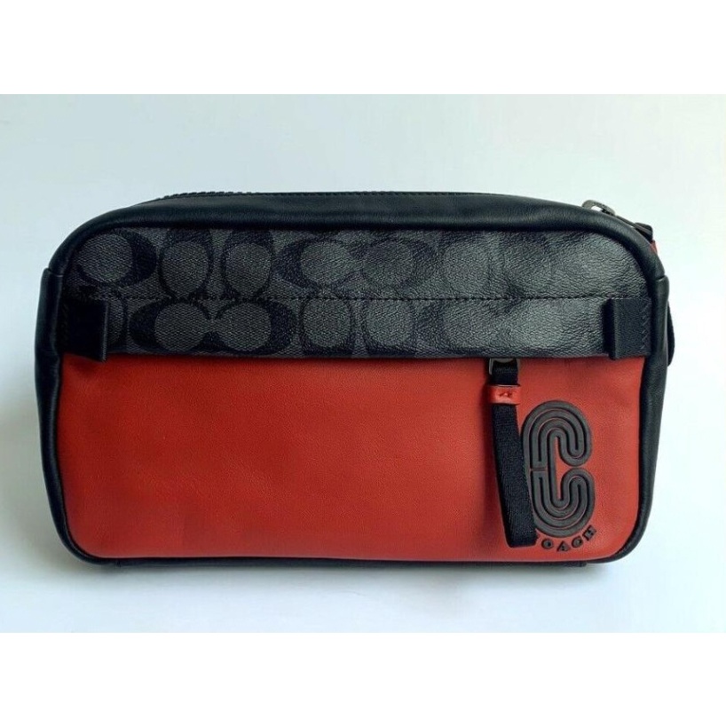 Coach Edge Belt Bag In Signature Canvas With Coach Patch Red