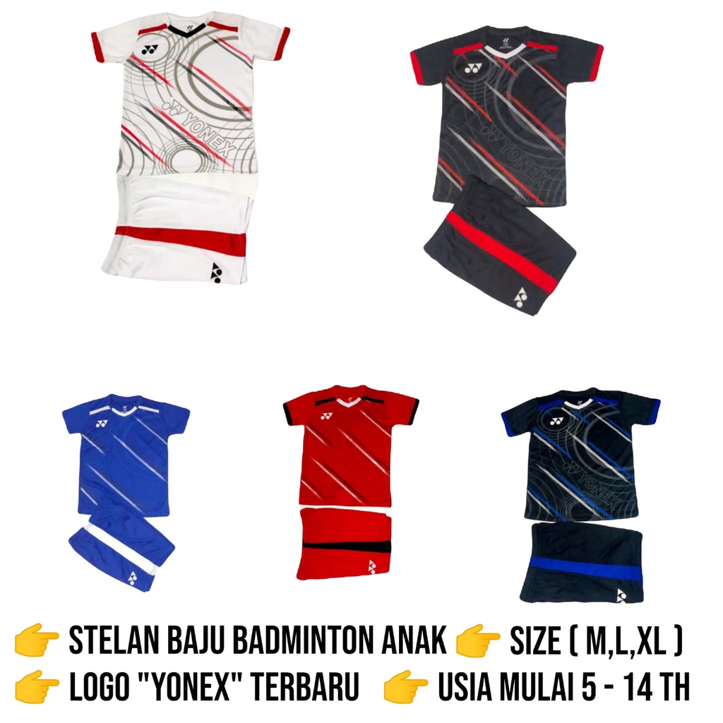 Baju stelan olahraga anak usia SD SMP baju badminton baju bulutangkis baju volly baju olahraga motif terbaru