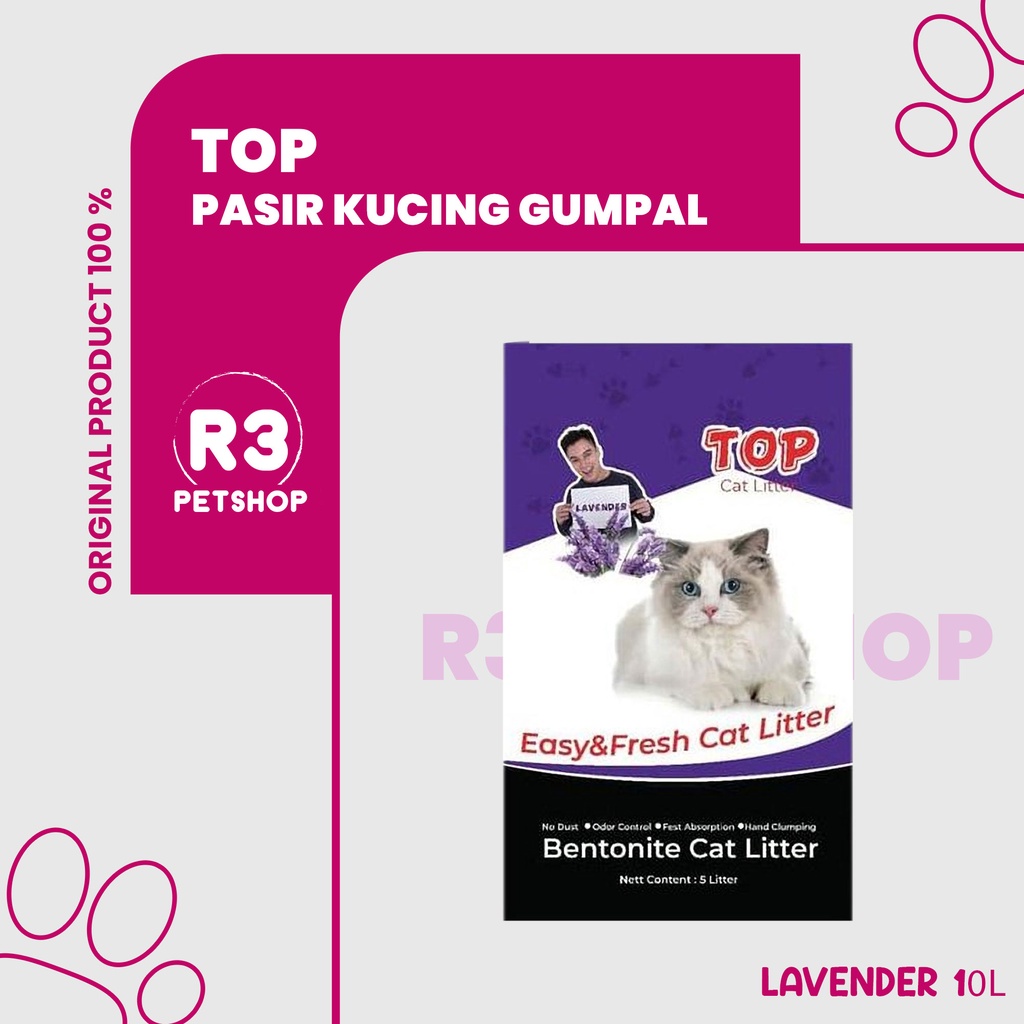 Pasir Kucing Gumpal Wangi merk TOP 10 litter (Grab gosend)