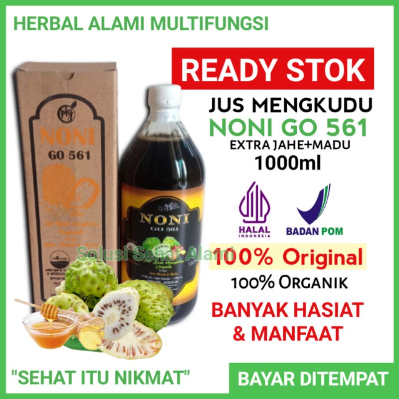 SUPLEMEN JUS SARI MENGKUDU NONI GO 561 EXTRA JAHE+MADU ORIGINAL ORGANIK OBAT HERBAL BERBAGAI KELUHAN