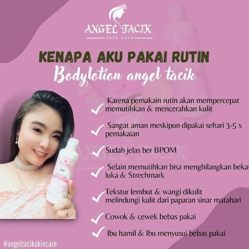 Handbody Lotion Angel Tacik| Whitening Pemutih Kulit Pemutih Badan BPOM Handbody Whitening Hb