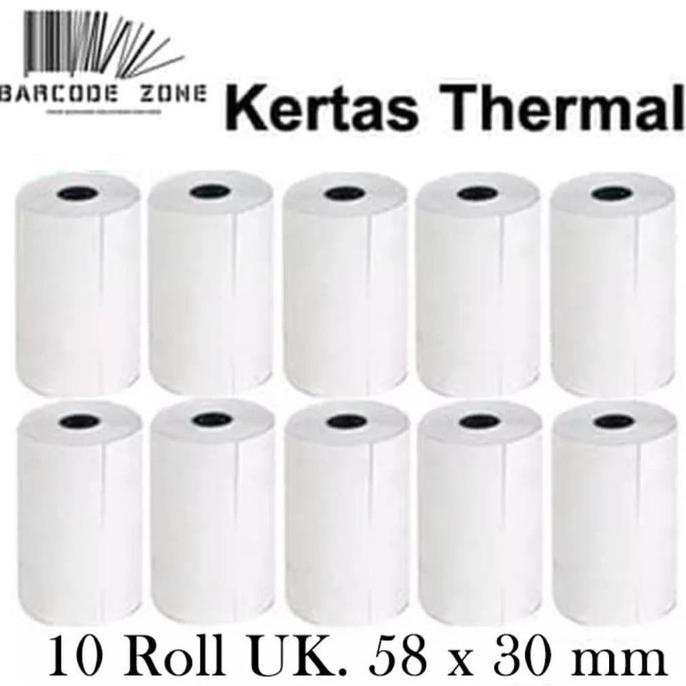 

((BISA COD)) KERTAS STRUK THERMAL 58x30mm - EDC / Kertas Printer Bluetooth Isi 10 - SEPACK - CORELESS