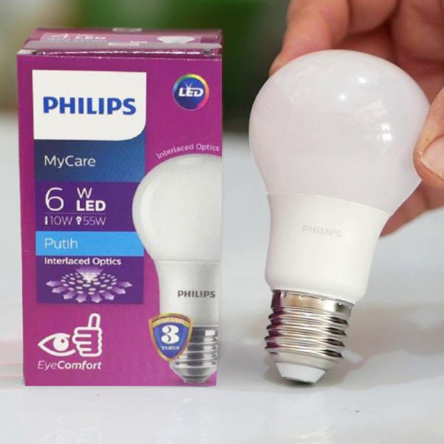 LAMPU PHILIPS LED BULB 6 WATT LAMPU HEMAT ENERGI 6 WATT