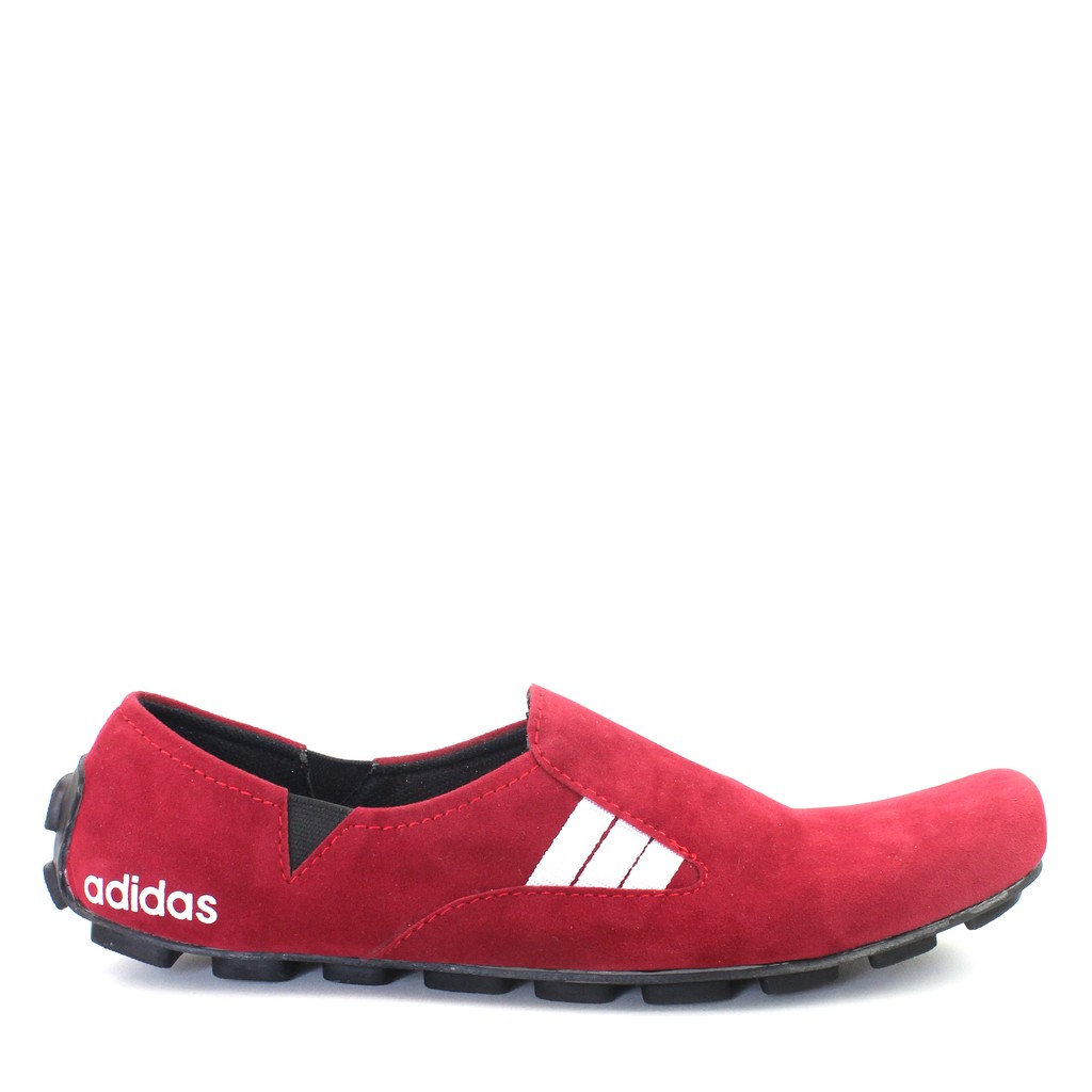 BIG PROMO!! Sepatu Selop Pria Adidas Suarez Merah Slip On Suede Formal Casual Santai Kerja Laki