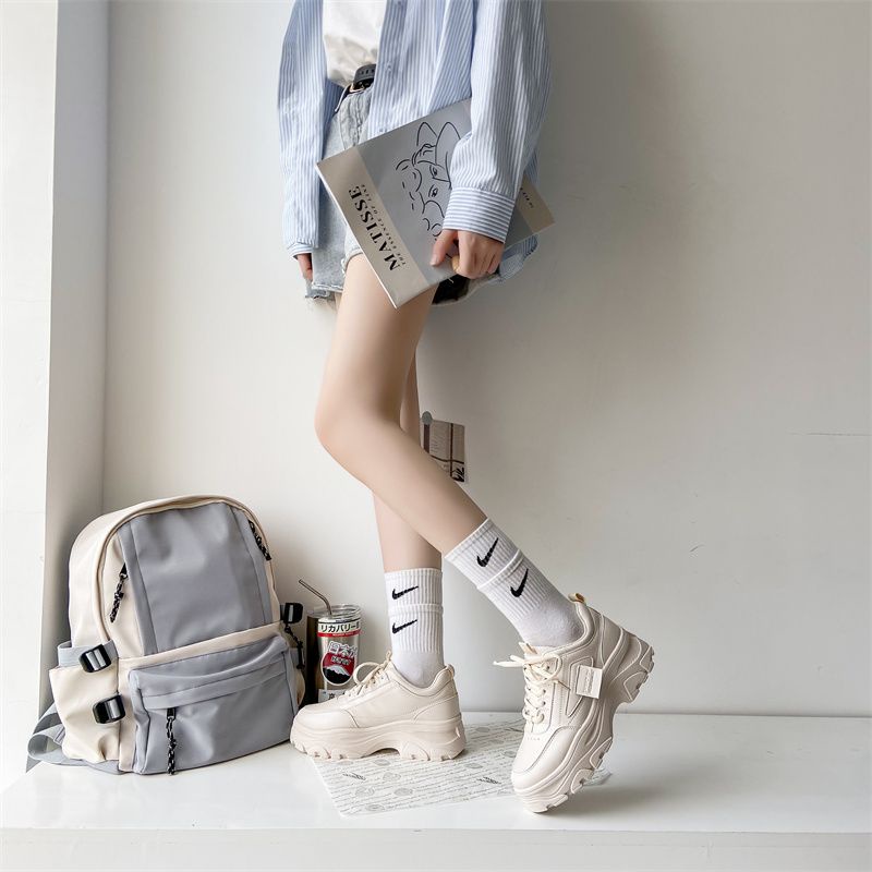 [GROSIR][COD] SEVEN_DAY SEPATU SNEAKERS WANITA KOREA IMPORT SPORT SHOES KREM H-923