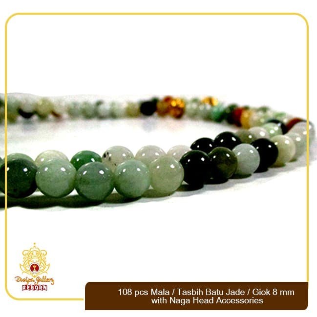 108 Pcs Mala/Tasbih Batu Jade / Giok 8 mm With Naga Head Accessories