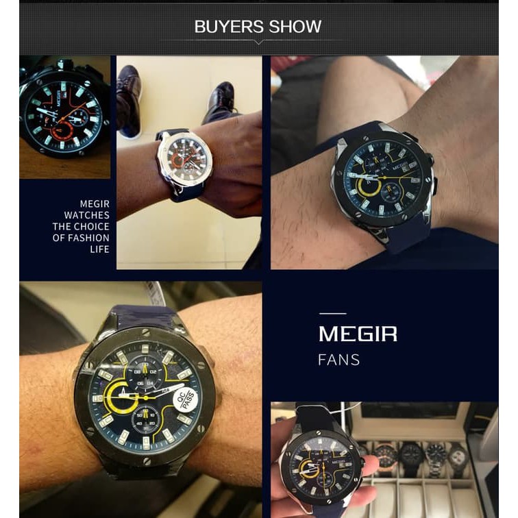 Jam Tangan Cowok MEGIR /   Jam Tangan Pria Analog Chronograph MEGIR 2053 Original Water Resist