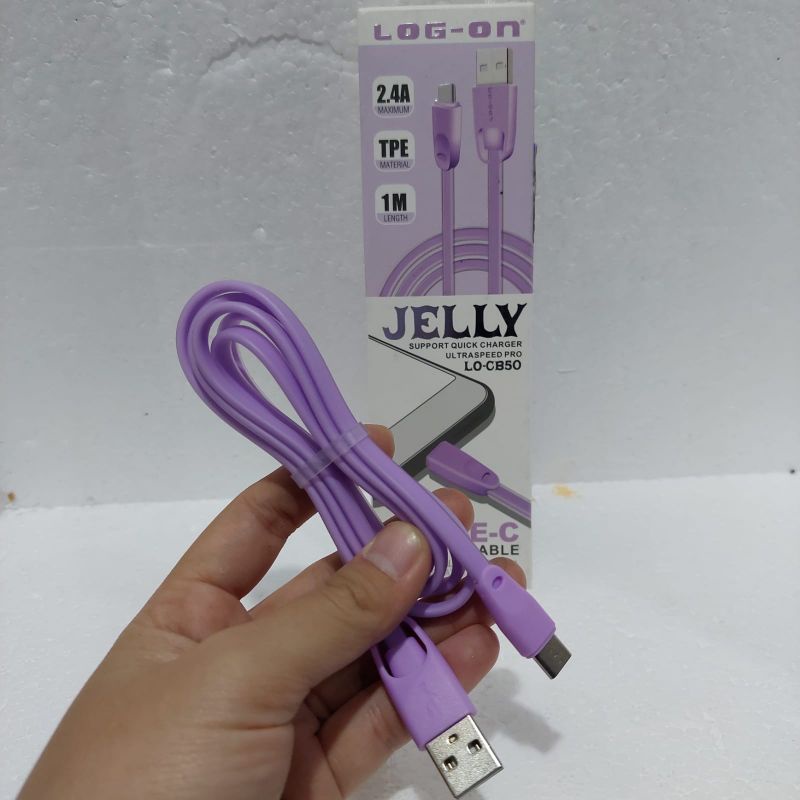 KABEL CHARGER JELLY TYPE-C LOG-ON SUPPORT FASTCHARGING