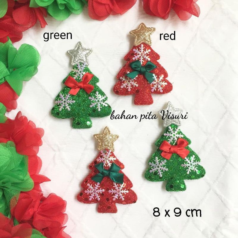 Pohon Natal Dot Gliter Snowflake Spons